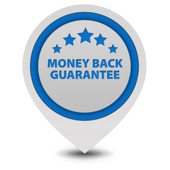 Money back guarantee pointer icon on white background