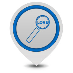 Find love pointer icon on white background