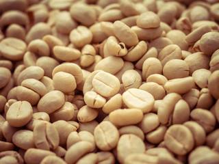 green coffee beans macro with filter effect retro vintage style