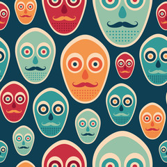 Colorful seamless pattern with hipster masks.