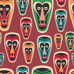 Colorful seamless pattern with funny carnival masks.