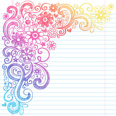 Flowers Back to School Sketchy Notebook Doodles Vector