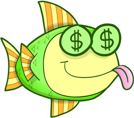 Money Hungry Fish Vector Illustration Art