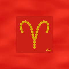 Symbol Sternzeichen Widder auf Element Feuer in Farbe rot