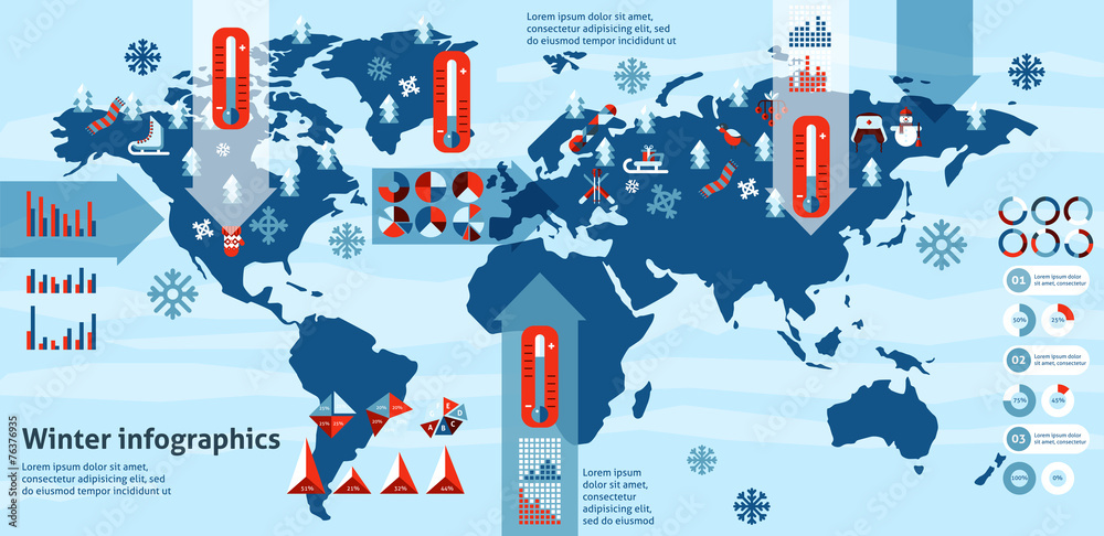 Poster winter infographics set