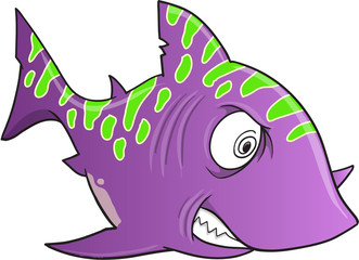 Purple Crazy Shark Vector Illustration Art