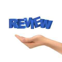 3d hand holding review words