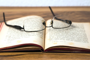 Old book and glasses