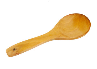 Wooden spoon isolated on white background.