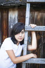 Teen girl with expressive eyes, a portrait .