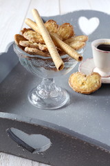 Morning coffee and french puff pastry