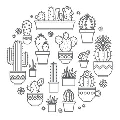 linear design potted cactus. corporate logo.