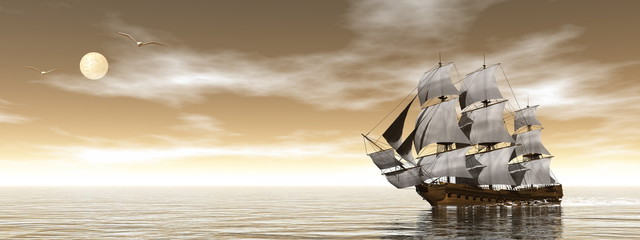Naklejki  Stary statek handlowy - renderowanie 3D