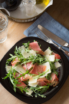 Arugula Salad with Shaved Parmesan and Prosciutto Crudo