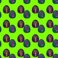 Seamless pattern with decorated Easter eggs
