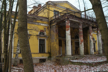 main entrance of the old dilapidated building