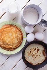 Pancakes. Ingredients for pancakes.