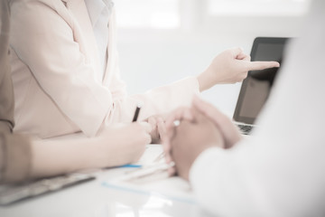 Business people discussing the charts and graphs showing the res