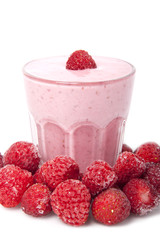 Cocktail of frozen strawberry  with yogurt .