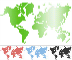 Set of dot world map