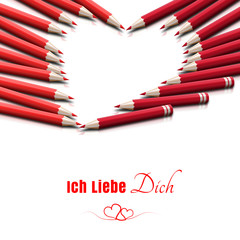 Elegancka kartka walentynkowa 'Ich liebe dich' - obrazy, fototapety, plakaty