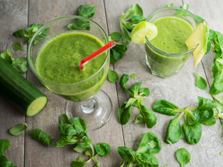 Healthy fresh green smoothies
