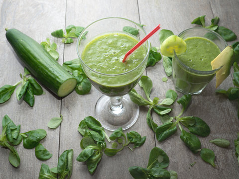 Healthy fresh green smoothies