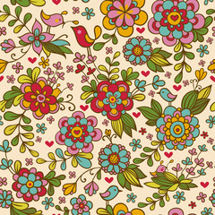 Vintage floral seamless pattern. Vector.