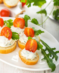 canapes with cheese and venetables