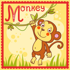 Obraz na płótnie Canvas Illustrated alphabet letter M and monkey.