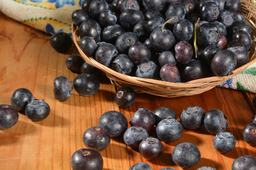 Basket of fresh organic blueberries