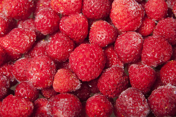 Background of frozen strawberries . - Powered by Adobe
