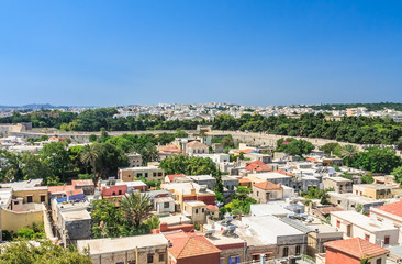 View of the historical center of Rhodes. Old Town. Rhodes Island