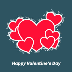 Red hearts with texted contour.