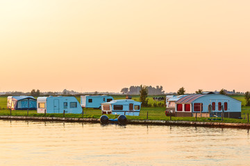 Dutch camping site during sundown
