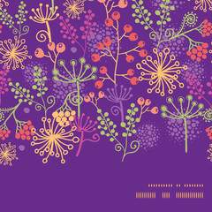 Vector colorful garden plants horizontal frame seamless pattern