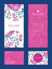 Vector pink flowers vertical frame pattern invitation greeting