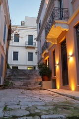 Fototapeta na wymiar Evening streets of Plaka in centre of Athens, Greece.