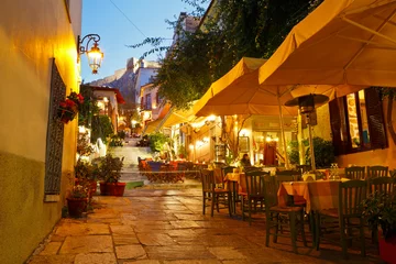 Gardinen Straßen von Plaka im Zentrum von Athen, Griechenland. © milangonda
