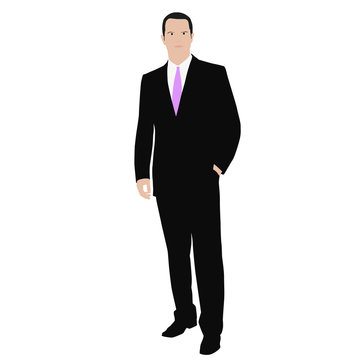 Business man. Isolated vector color drawing of a man in a suit