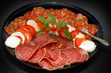 Salami, Tomatoes and mozarella