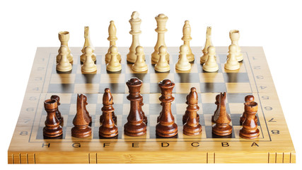 Wooden chess on chess board