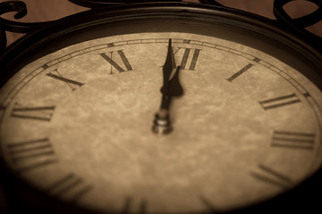 Antique Cast Iron Clock Showing Minute to Midnight