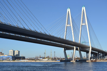 Fototapeta na wymiar Big Obukhovsky Bridge in St.Petersburg.