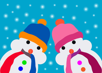 Открытка со снеговиком