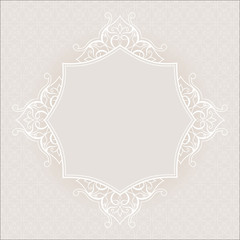Filigree vector white  frame on beige