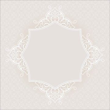 Filigree vector white  frame on beige