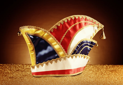 Carnival Jester Hat on Glittery Platform