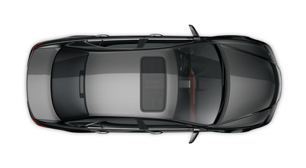 Obraz premium Black sedan - top view