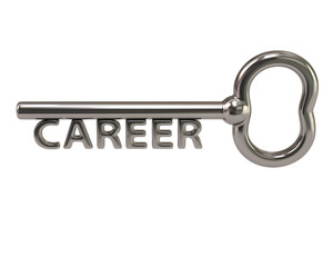 Silver key with word career